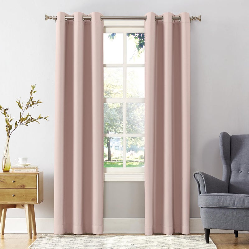 Sun Zero Easton Energy Saving Blackout Grommet Curtain Panel, 40" x 63", Blush Pink - Image 1